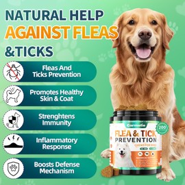Carmelie Carmelie Flea and Tick Chewables for Dogs - 200 Soft Chews Natural Dog Flea and Tick Prevention Chews - Oral Flea Supplement for Dogs, Puppy Flea Prevention - Chicken Flavor