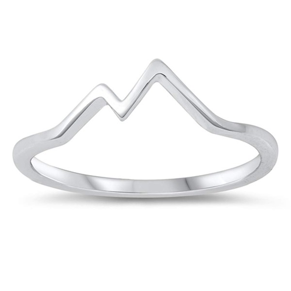 Classic Minimalist Mountain Travel Ring New .925 Sterling Silver Band