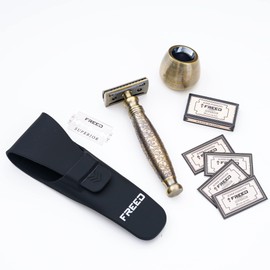 FREED Shaving Kit for Men - Safety Razor with alloy handle and 10 Japanese 6cr13 Stainless Steel, include razor base, razor travel case, christmas gifts for Men,Made in Taiwan
