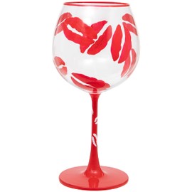 Maturi Hand Painted Lipstick Kiss Gin Glass, 625ml, Red, Gift Boxed