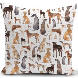KUNQIAN Greyhounds Cushion Covers Greyhounds Dogs Decorations Pillow Cover Greyhounds Gifts for Lovers Decor Home Livingroom Couch Sofa 18"x18"(45x45cm)
