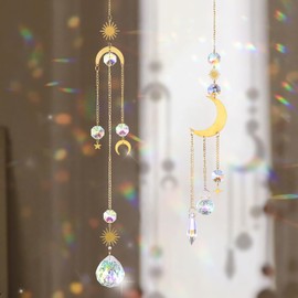 LEMESO 2 PCS Colorful Sun Catchers with Hanging Crystal Balls for Indoor Windows Home Garden Party Decor Christmas Wedding Gifts