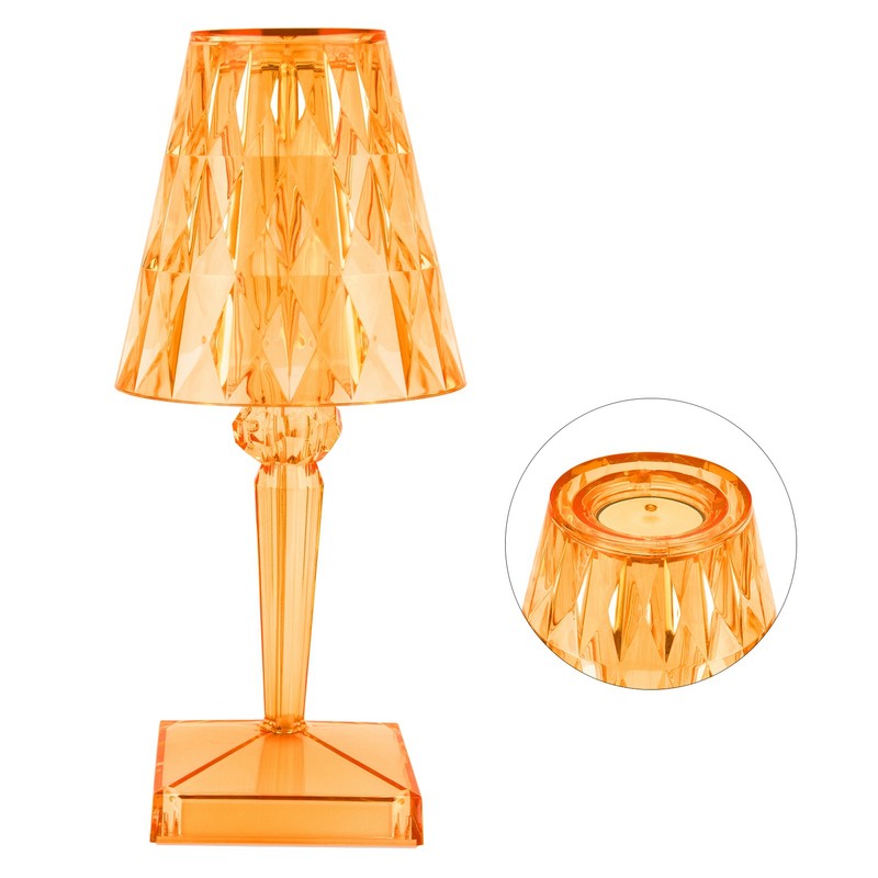 LED Crystal Table Lamp Transparent Prism Dimmable Desk Lamp USB