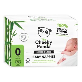 The Cheeky Panda Bamboo Nappies Size 0 Premature Baby Nappies | 20 Eco Nappies | Super Absorbent with Aqua Lock Technology (<3kg)
