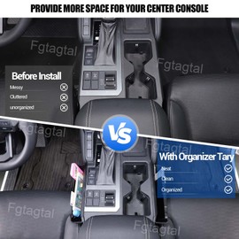 Gear Shift Organizer Tray Fit for Toyota Land Cruiser 250 Prado J250 LC250 2024 2025, Center Console Shifter Storage Box, ABS Storage Tray, Create Extra Storage Space for Driver and Passenger