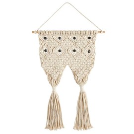 47th & Main Boho Macrame Plant Hanger | Wall Décor 2-Pocket Hanging Flower Pot Holder, 31" L x 17" W, Natural
