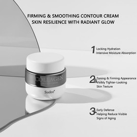 Sudee Crema Facial de Colágeno Vegano + Ácido Hialurónico - Hidratante Diaria Coreana para Todo Tipo de Piel - Mejora Elasticidad y Relleno Facial - 50g