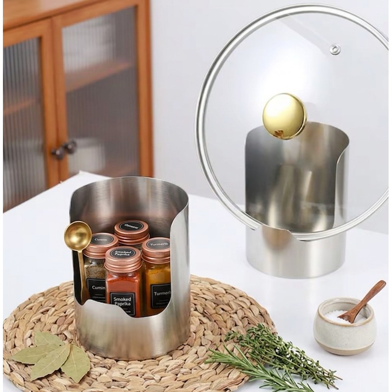 Pot Lid Holder for Kitchen Counter – Stainless Steel Multifunctional