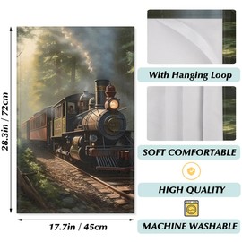 Deepwoods Vintage Train Kitchen Towels Dishcloth Cloth Tea Towel Soft Absorbent Kitchen Hand Towels 18 * 28 Inch Two Pack for Kitchen Farmhouse Bathroom Hotel Dish Cloths Decor