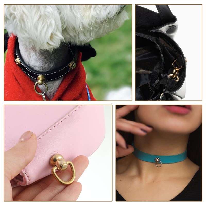 4 PCS Heavy Duty D Rings for Purse, Brass Ball