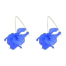 Boho Long Rose Petal Acrylic Dangle Drop Earrings for Women Bohemian Statement Layered Tiered Resin Flower Floral Tassel Charm Exaggerated Hoop Earrings for Valentine Birthday Holiday Wedding Bride Fashion Jewelry Gifts (Blue)