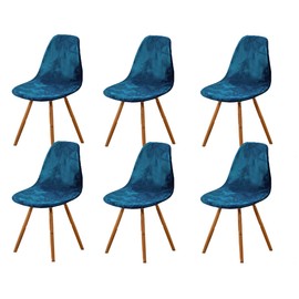 Highdi Chair Covers Set of 6 Dining Room Velvet Stretch Dining Room Chairs Cover Peacock Blue Removable Washable Non-Slip Chair Cover Universal Kitchen Chairs Cover Elegant for Living Room