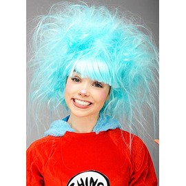 Magic Box Thing 1 or Thing 2 Style Wild Messy Turquoise Wig