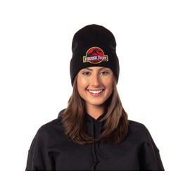 Jurassic Park Hat Beanie Embroidered Classic Logo Cuff Knit Beanie Cap Black