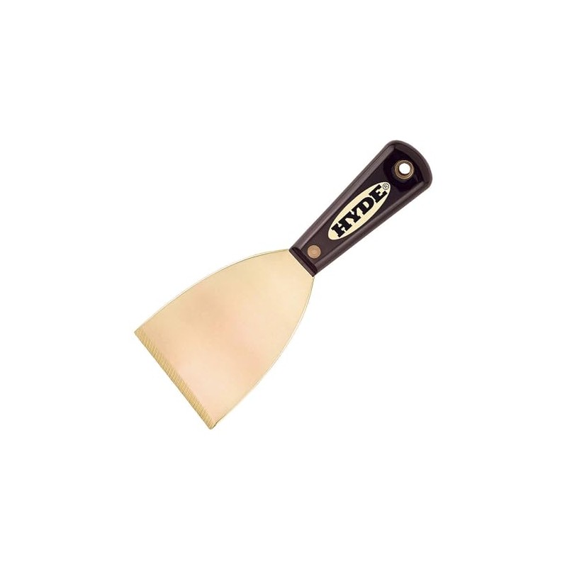 Hyde Tools 02420 3-Inch Brass Stiff Chisel Scraper, Black and