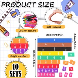 Sayglossy 10 Sets Fraction Tiles Set for Math Classroom Fractions Manipulatives Math Learning Manipulatives for Home School Supplies