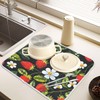 Strawberry Dish Drying Mat for Kitchen Counter White Flower Absorbent