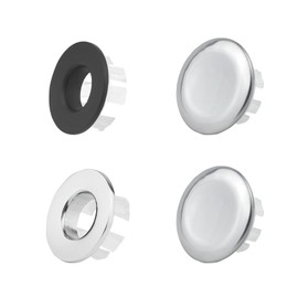 JINTANG 4 Pieces Sink Overflow Cover, Universal Overflow Plug, Overflow Rosette Sink Accessories, for Replacing the Sink Hole in the Kitchen Sink, Bathtub (Silver, Black)