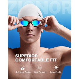ZIONOR G1 Lite Swim Goggles with Swim Cap Comfortable Anti-fog Swimming Goggles Set for Adult Men Women