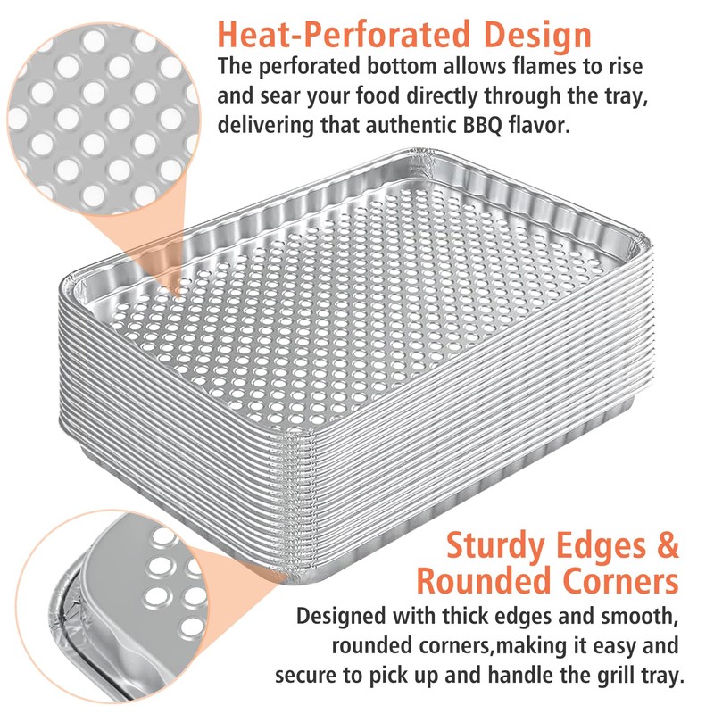 SafBbcue Disposable Grill Toppers 10 Pack Disposable Aluminum Foil Grill
