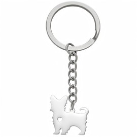 YIQPKUM Yorkshire Terrier Keychain Stainless Steel Dog Puppy Accessories for Women Backpack Gift, silver-plated, M