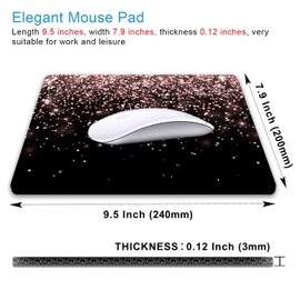 IMAYONDIA - Alfombrilla de mouse negra con purpurina, base de goma antideslizante para mujer, alfombrilla de mouse para trabajo, juego, oficina, 9.5 x 7.9 pulgadas, hermoso diseño moderno de lujo