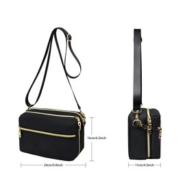 YANAIER Crossbody Bag for Women Multi-Zipper Pocket Shoulder Bag Messenger Bag Waterproof Nylon Crossbody Purse Handbag Maple leaf