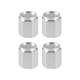 Motoforti Car Tire Valve Stem Caps, Aluminum Alloy, Silver Tone, 4 Pcs