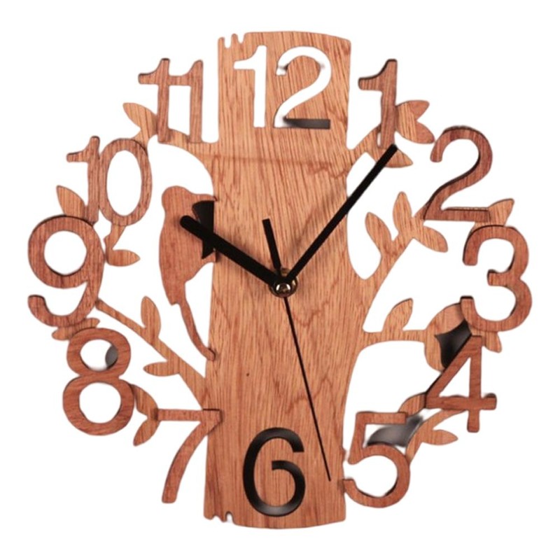 Wall Clock Tree Shape Silent Non Ticking Clock for Office