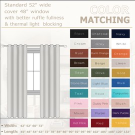 KOUFALL 60 Inches Long Cream Beige Off White Ivory Bay Window Curtains Drapes 2 Panels,60% Blackout Sound Dampening for Living Room Bedroom, Dining Room Windows