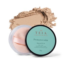 TEIA COSMETICOS Protector facial en polvo FPS30 matificante con color 100% mineral (Medio)