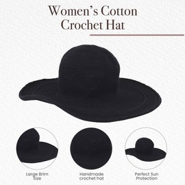 San Diego Hat Company Women's Black 4 Inch Cotton Crochet, One Size