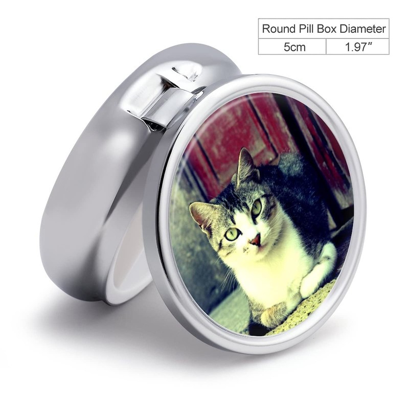 Metal Pill Box, 3 Compartment Pill Case, Round Small Pill