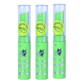PINNER Fruit Extract Color Changing Green Pink Magic Lipstick Combo Pack of 3 (PINK, 10.5 g)