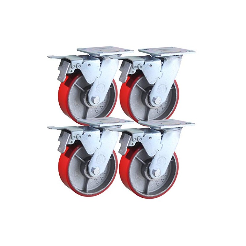 6" x 2" Heavy Duty Metal CASTERS with Poly Tread