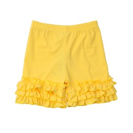 HOOLCHEAN Toddler Little Girls Cotton Icing Ruffles Shorts (Yellow, S: 2-3 Years)