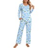 POPYOUNG Womens Fall-Winter 2 Piece Pajama Sets, Long sleeve V-neck Tunic Tops with Comfy Pants, Lounge Sleepwear Ladies Pjs Sets with Pockets XL, Light blue Jasmine