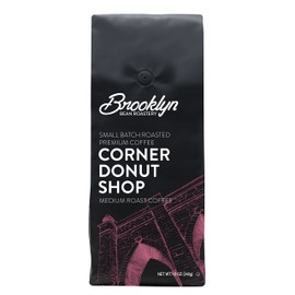Brooklyn Beans Corner Donut Shop 100% Arabica Craft Roasted Ground Coffee, Medium Roast, 12 Ounce Bag (BB CD BAG 12)
