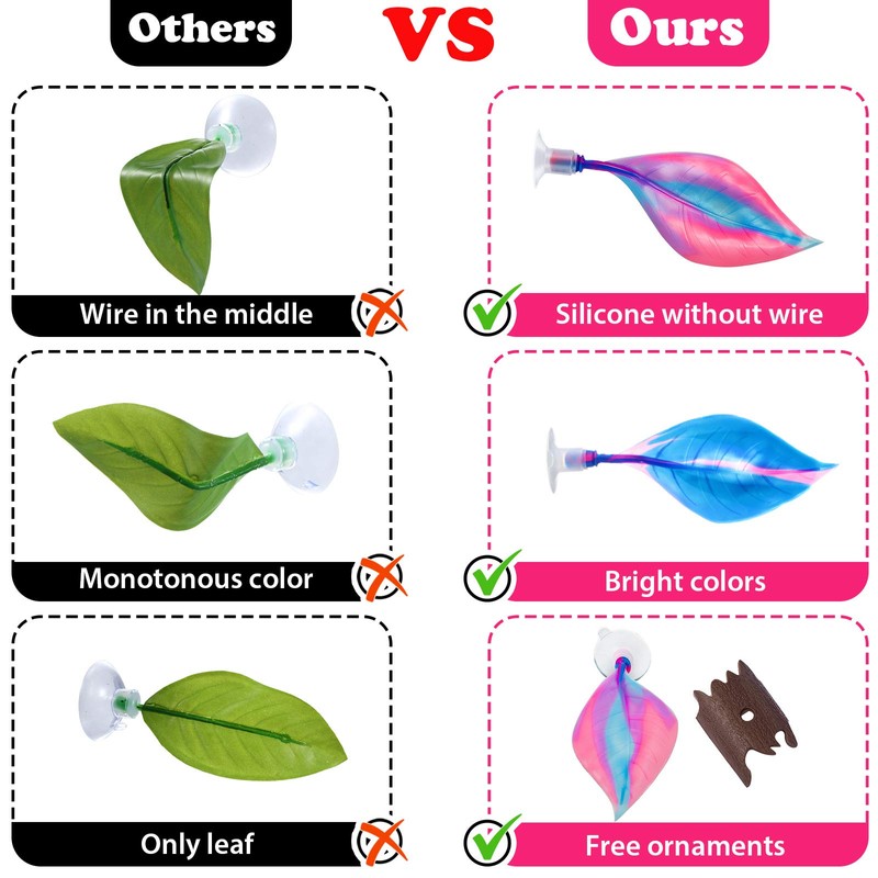 WILLBOND 2 Pieces Silicone Betta Fish Bed Leaf Hammock Betta