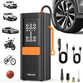 Tire Inflator Portable Air Compressor, 5X Faster 150PSI Car Tire Air Pump for Inflatables, 12V DC Wireless Tire Inflator with Digital Pressure Gauge/LED Light, for Car/Motorcycles/Bicycles/Balls