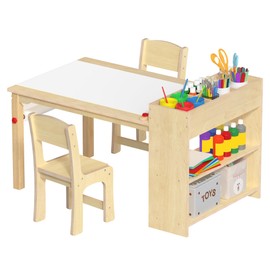 GDLF Kids Art Table and 2 Chairs, Wooden Craft Desk, Activity & Drawing, Children's Furniture, 42" L x23 W