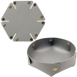 JEYORZY 2 Stück Schlüsselablage Leder Taschenleerer Ablageschale Schlüsselschale aus Kunstleder Ablageschale Schlüsselschale Faltbare Schlüssel Schale Ablage für Schmuck Uhren Kleingeld Uhren Münzen