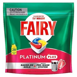 28pc Fairy Platinum Plus Dishwasher Dishwashing Capsules Lemon 434g
