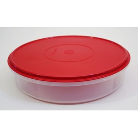 Tupperware Large 12" Round Pie Taker Container, Holiday Red Seal