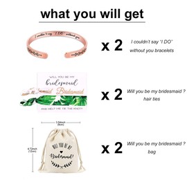 Bridesmaid Proposal Gifts Adjustable Bracelets - I Couldn't Say I DO Without You Stainless Steel Engraved Cuff Wedding Bangle for Bride Tribe Bridesmaid Maid of Honor (2 Rose Gold Bridesmaids)