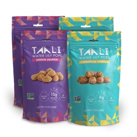 Taali NEW Sweet Variety Popped Water Lily Pops (4 Resealable Bags) - 2 Sweet Flavors! | Satisfy your Sweet Tooth | Protein Boost | Snack on the Go |Add Milk as a Morning Cereal | (2 oz. bags)