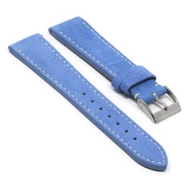 StrapsCo Classic Suede Leather Quick Release Watch Band Strap - Light Blue - 19mm - Standard Length