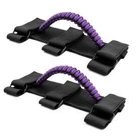 Roll Bar Grab Handles for UTV&ATV Roll Cage Bar Handles Paracord for 1.5"-2" Bars,Compatible with Polaris RZR,Kawasaki Mule,Honda Pioneer,Can Am,etc, 2 Pack (Black&Purple)