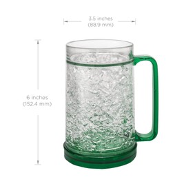 Beer Mugs For Freezer Set of 4 - Insulated Freezer Mug for Beer and Cocktails with Handle, Freezer Safe Beer Steins Double Walled 16 oz Cups for Ice Cold Beer & Beverages - Gift Box included