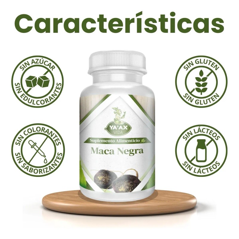 Maca Negra 90 Capsulas 500 Mg Ya' Ax Vida 100%